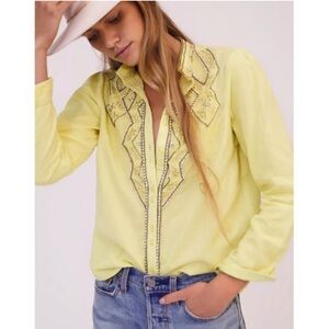 Embroidered Yellow Women's Top
